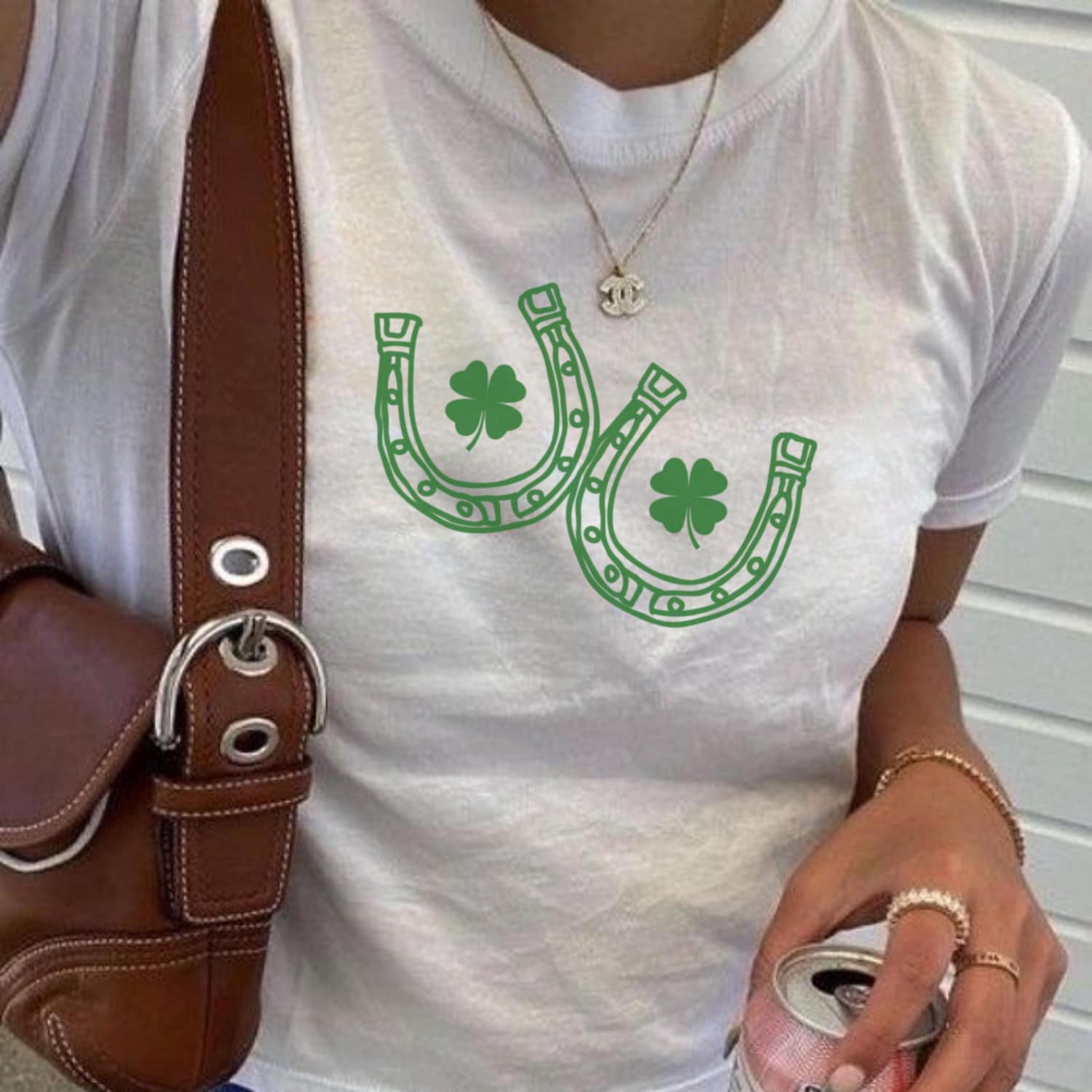 St Patricks Day - St Patty's Day Baby Tee Cowgirl Lucky Horseshoe Trendy Retro Baby Tee St Paddys Day y2k Baby Tee 90s Style Tshirt St. Patrick's Day Clover