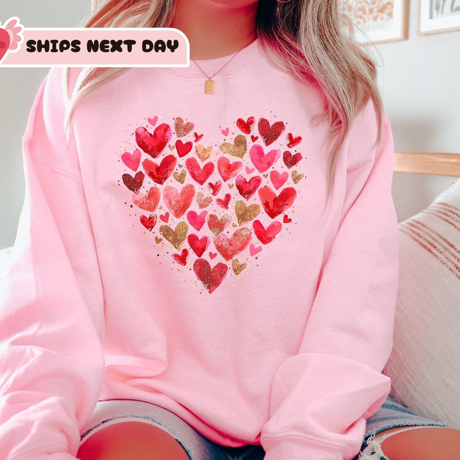 Valentines Day - Valentine Day Heart Sweatshirt, Pastel Colors Heart Sweatshirt, Heart Valentine Shirt, Love Heart Sweatshirt Gift, Girl Heart Sweatshirt