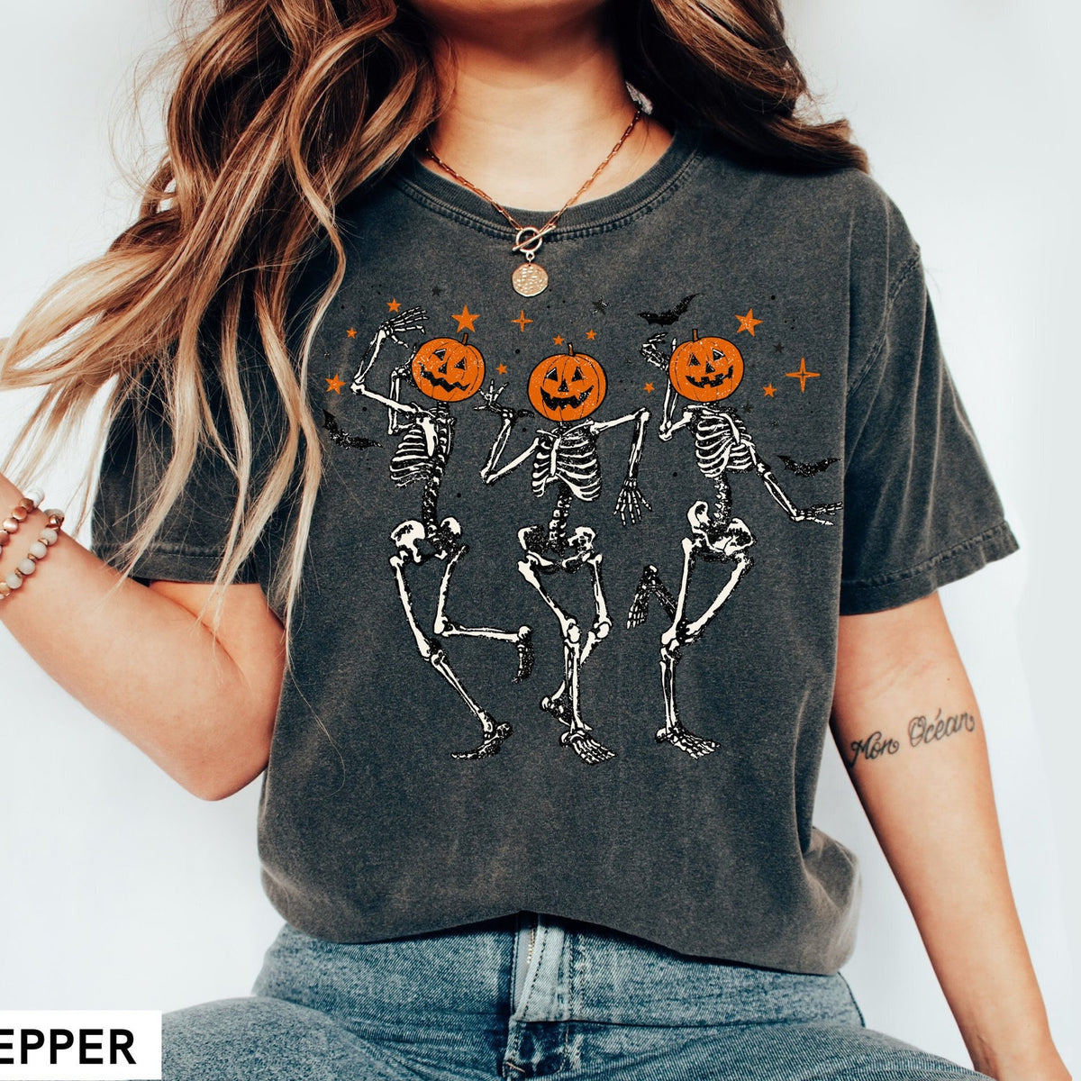 Halloween - Skeleton Halloween Shirt, Pumpkin Halloween Sweatshirt, Pumpkin Shirt, Fall Sweatshirt Spooky Season TShirt, Fall Shirts for Women