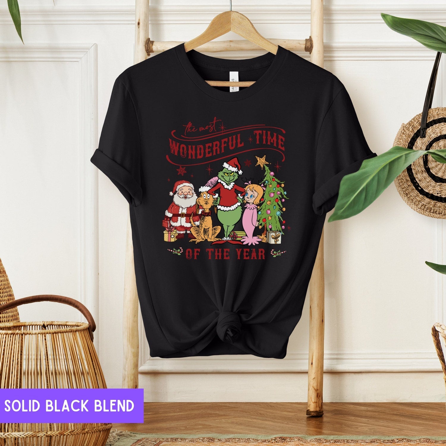 Christmas - Retro Grinch Christmas Tree Shirt, The Most Wonderful Time Of The Year Grinch Christmas T-shirt, Merry Grinchmas Tee, Retro Christmas Gift