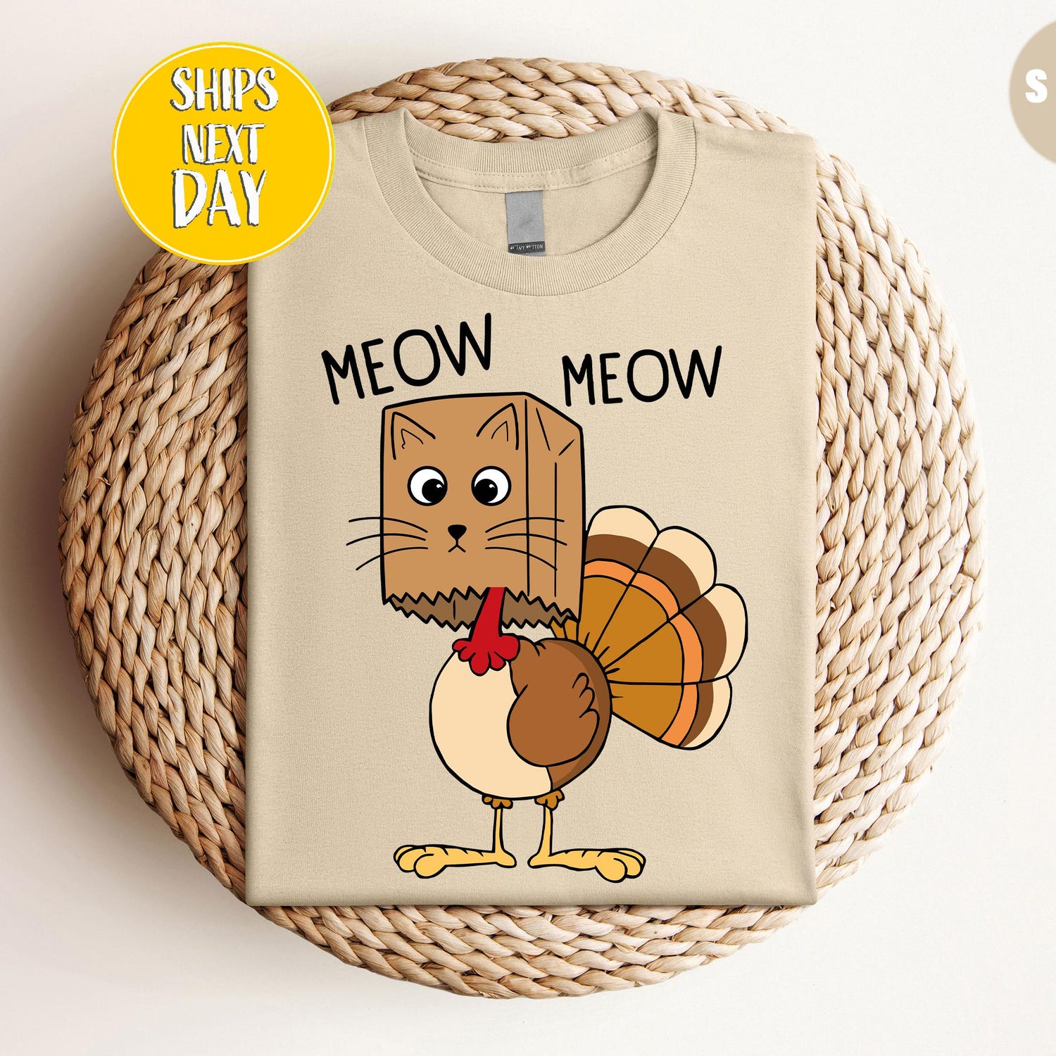 Thanksgiving - Meow Meow Funny Turkey Thanksgiving T-Shirt, Cat Turkeys T-Shirt, Thanksgiving Cat Tee, Turkey Thanksgiving, Love Fall T-shirt -HF059