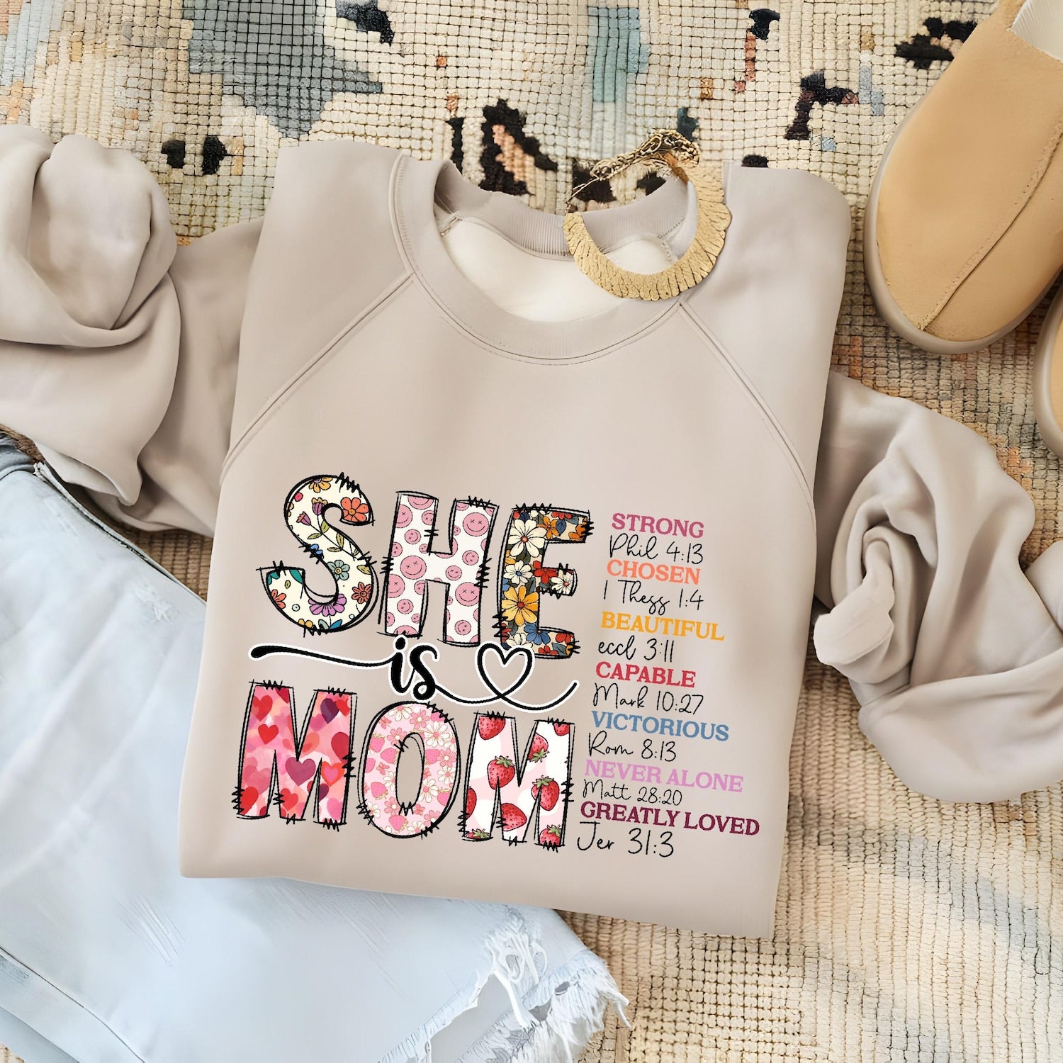 Mother's Day - She is Mom T-Shirt, Mother's Day T-Shirt, Religious Gift For Mom, Christian Mom Sweatshirt, Blessed Mom Shirt, Cute Mom's Life Sweater