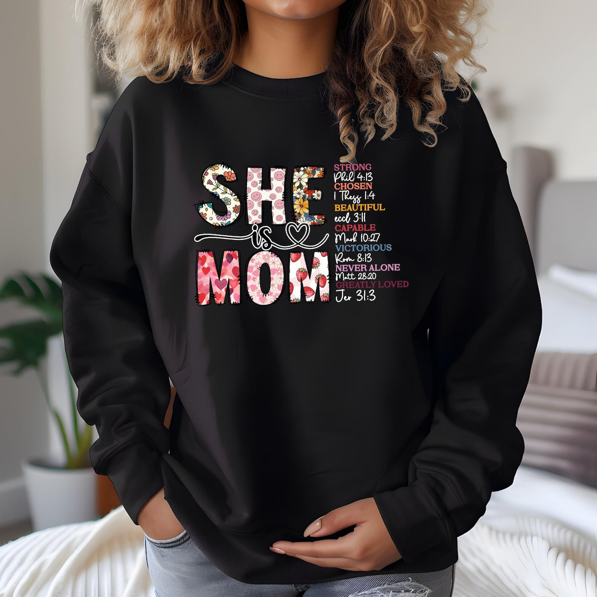 Mother's Day - She is Mom T-Shirt, Mother's Day T-Shirt, Religious Gift For Mom, Christian Mom Sweatshirt, Blessed Mom Shirt, Cute Mom's Life Sweater