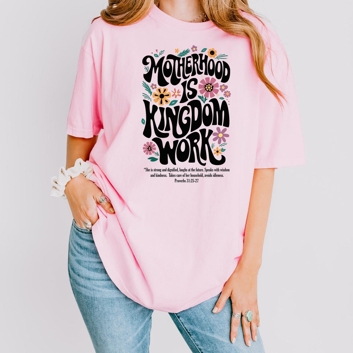 Mother's Day - Comfort Colors� Motherhood is Kingdom Work Shirt, Christian Mom Shirt, Retro Christian Mom T Shirt, Christian Mothers Day Shirt, Bible Shirt