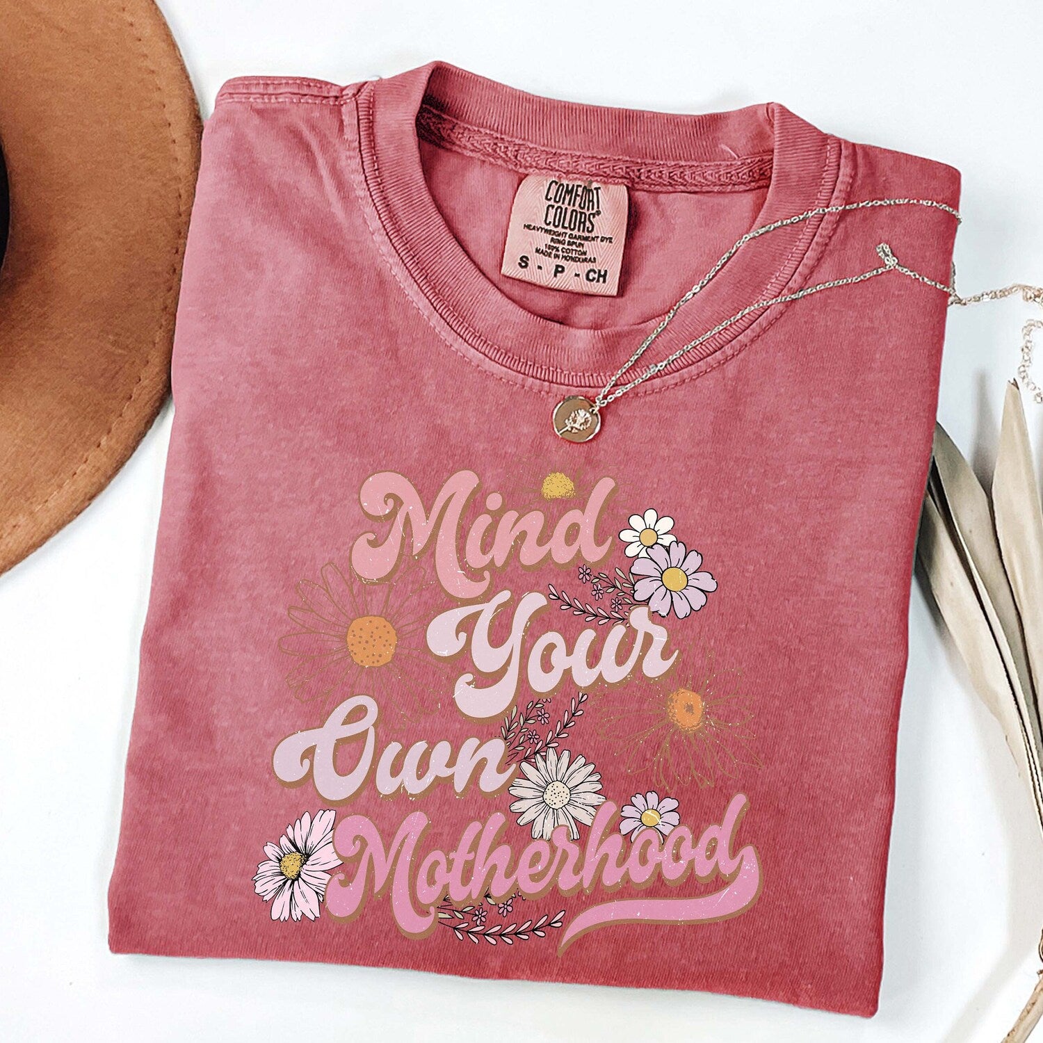 Mother's Day - Mind Your Own Motherhood Shirt, Mother's Day Shirt, Retro Floral Mama Tee, Gift for Mom, Groovy Mama Shirt