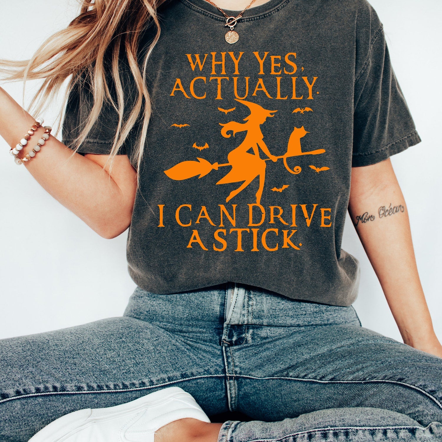 Halloween - Yes I Can Drive A Stick Shirt, Halloween Women Shirt, Funny Halloween Shirt, Halloween T-shirt, Halloween Gift, Witch Shirt, Halloween Party