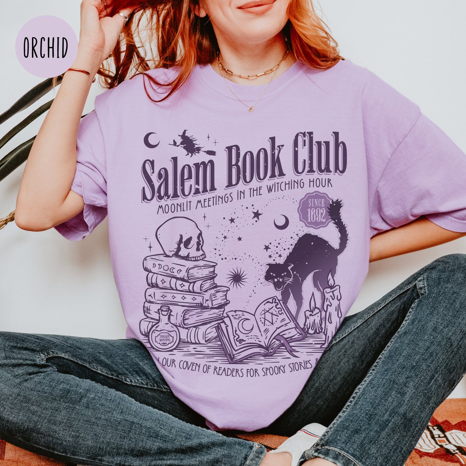 Halloween - Salem Book Club Shirt for Spooky Reader Funny Book Lover Halloween Tee Salem Witches Spooky Season Shirt for Bookworm Halloween Witchy Shirt