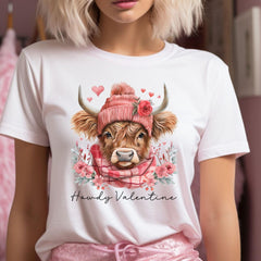 Valentines Day - Highland Cow Valentine's Day t-shirt, Howdy Valentine shirt, Coos Cow tee, Funny Western Valentine Tshirt, Valentine's Gift for Cowgirl,