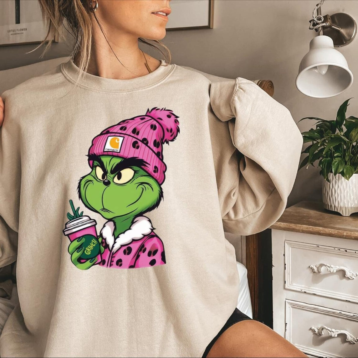 Christmas - Grinch Boujee Christmas Sweatshirt, Grinch Leopard Sweatshirt, Grinchmas Coffee Shirt, Merry Grinchmas, Grinch Leopard ,Retro Movie Sweater