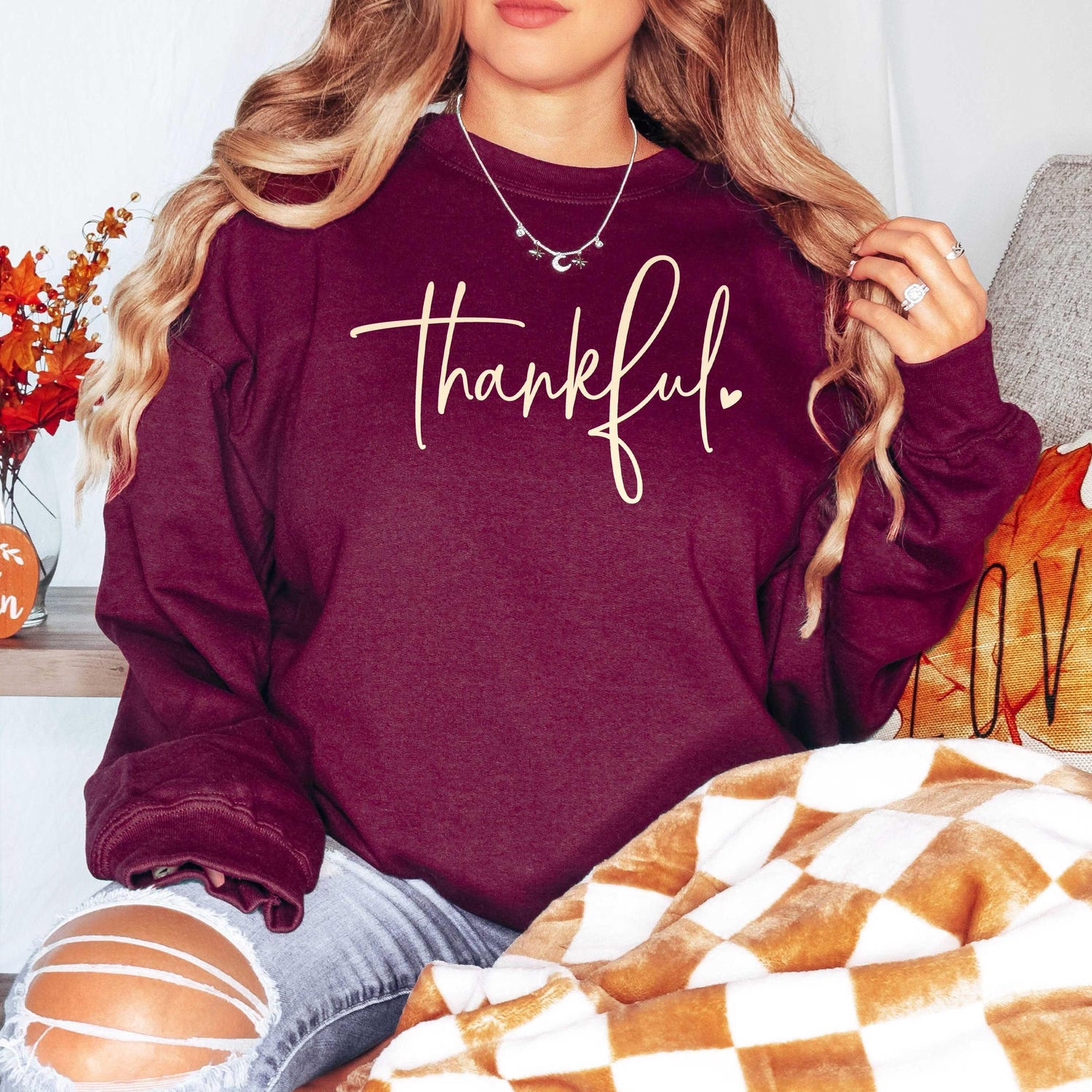 Thanksgiving - Thankful Sweatshirt, Thankful Lover Sweater, Hello Thanksgiving Sweatshirt, Women Thankful Sweatshirt, Women Gift For Thanksgiving