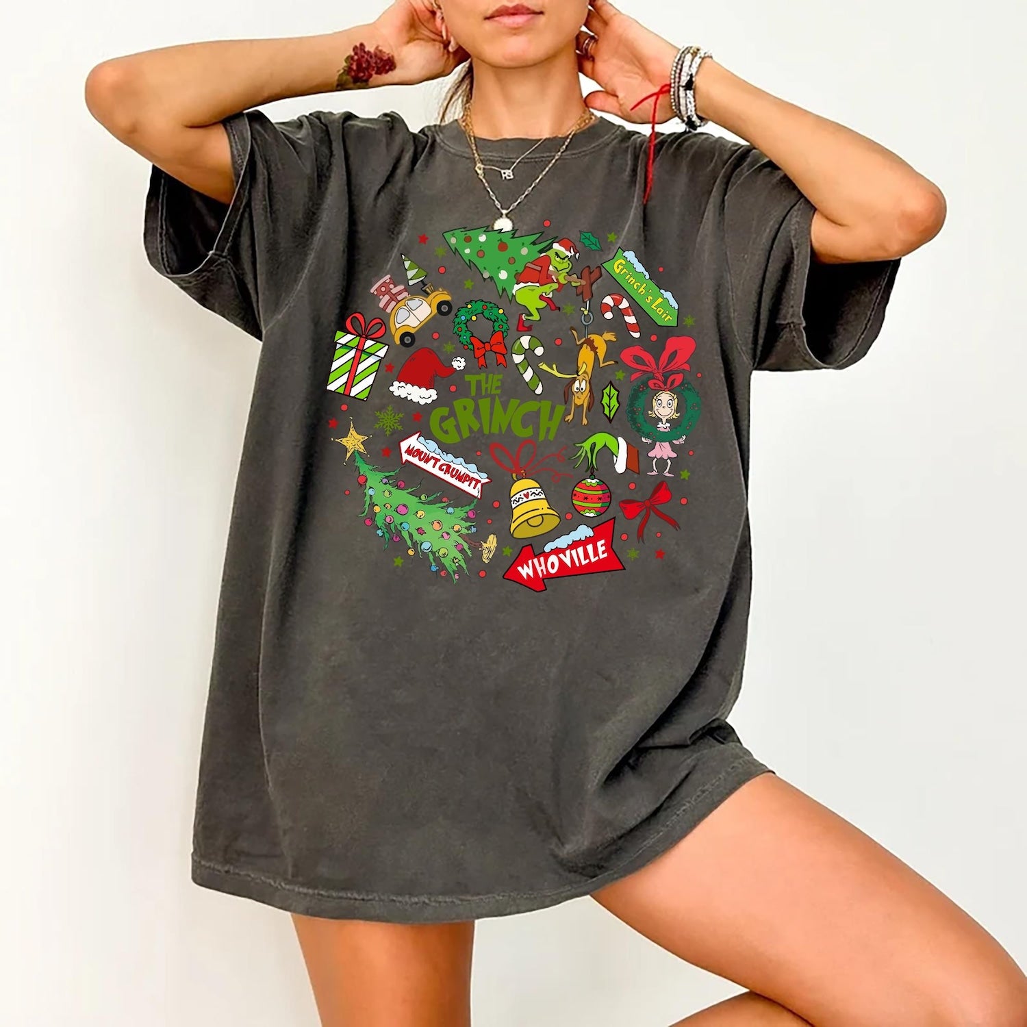 Christmas - Whoville Grinch Christmas Shirt, Festive Grinch and Max Holiday Tee, Cindy Lou Who Grinch Christmas Gift, Mount Crumpit Grinchmas Sweatshirt