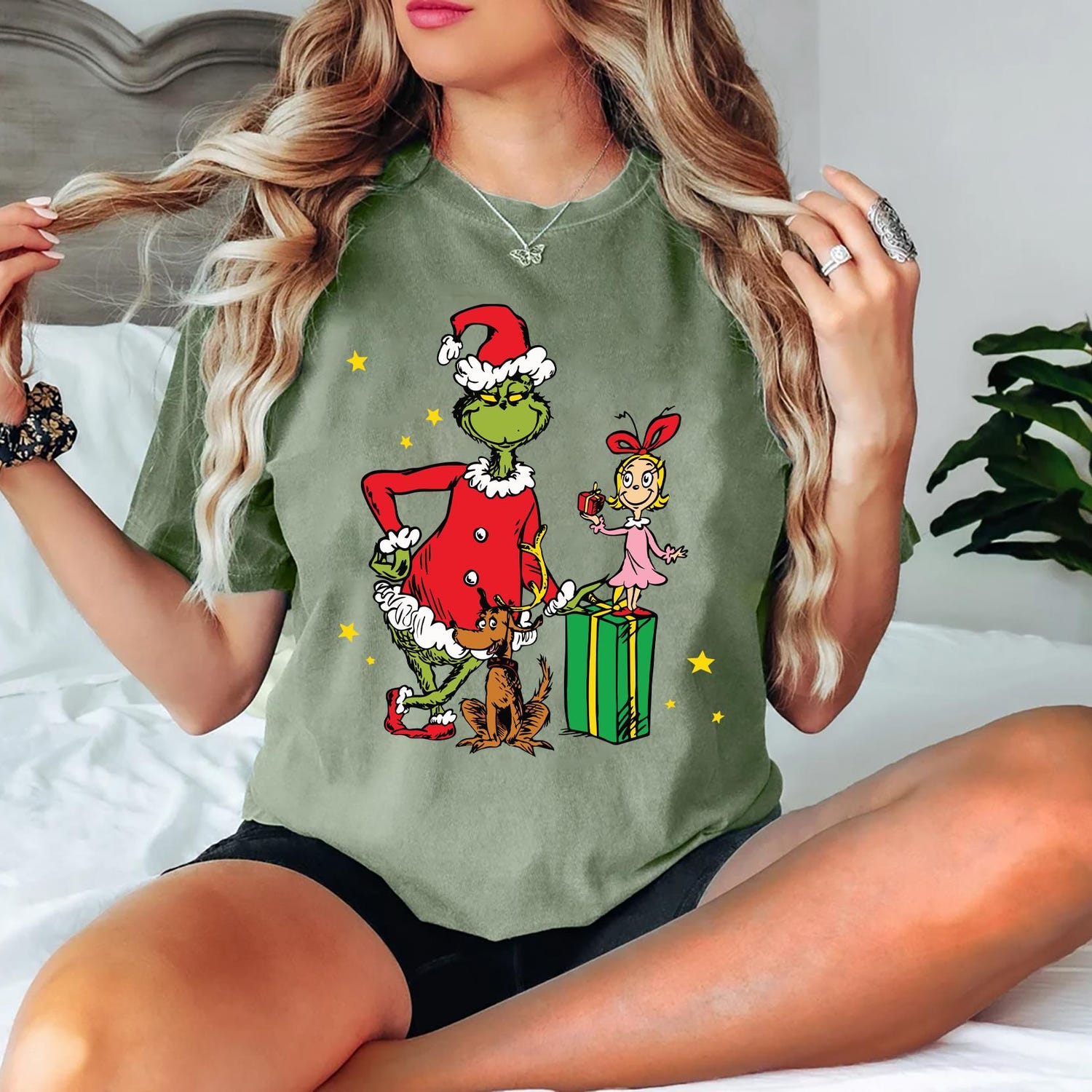 Christmas - Grinch and Cindy Lou Who Grinchmas T-shirt Christmas Grinch Holiday Sweatshirt with Max the Dog Christmas Grinch Shirt Gift for Grinch Fans