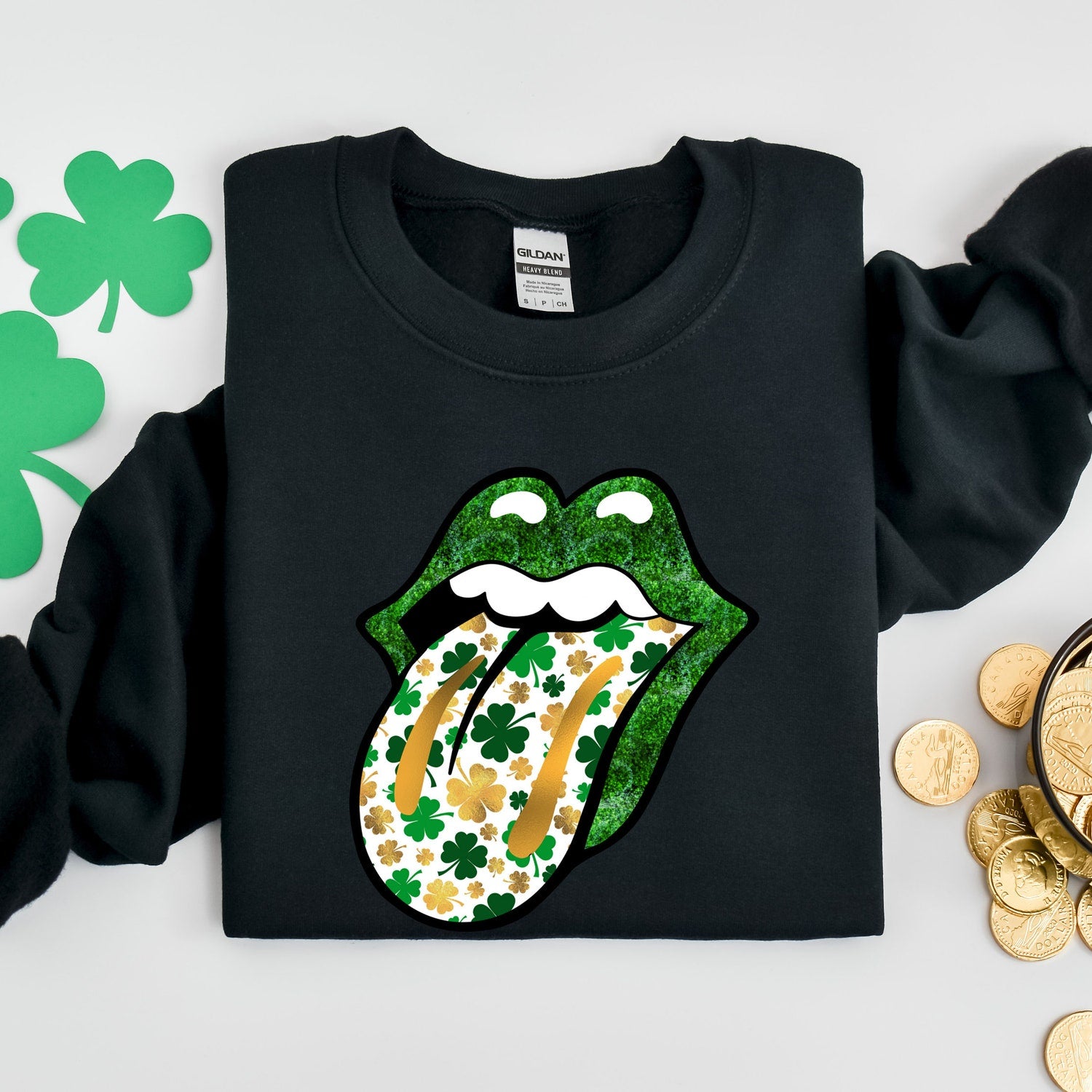 St Patricks Day - Shamrock Lips Shirt, St. Patrick's Day Shirt, Cute St Patricks Day Tee, Lips Tongue Shirt, Dripping Lips Tshirt, Cute Patrick Day Gift