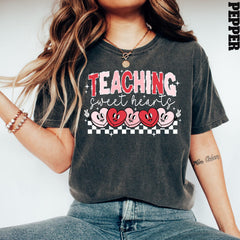 Valentines Day - Comfort Colors� Valentines Day Teacher Shirt, Checkered Teaching Shirt, Teaching Sweethearts Shirt, Teacher Valentines Day Gift