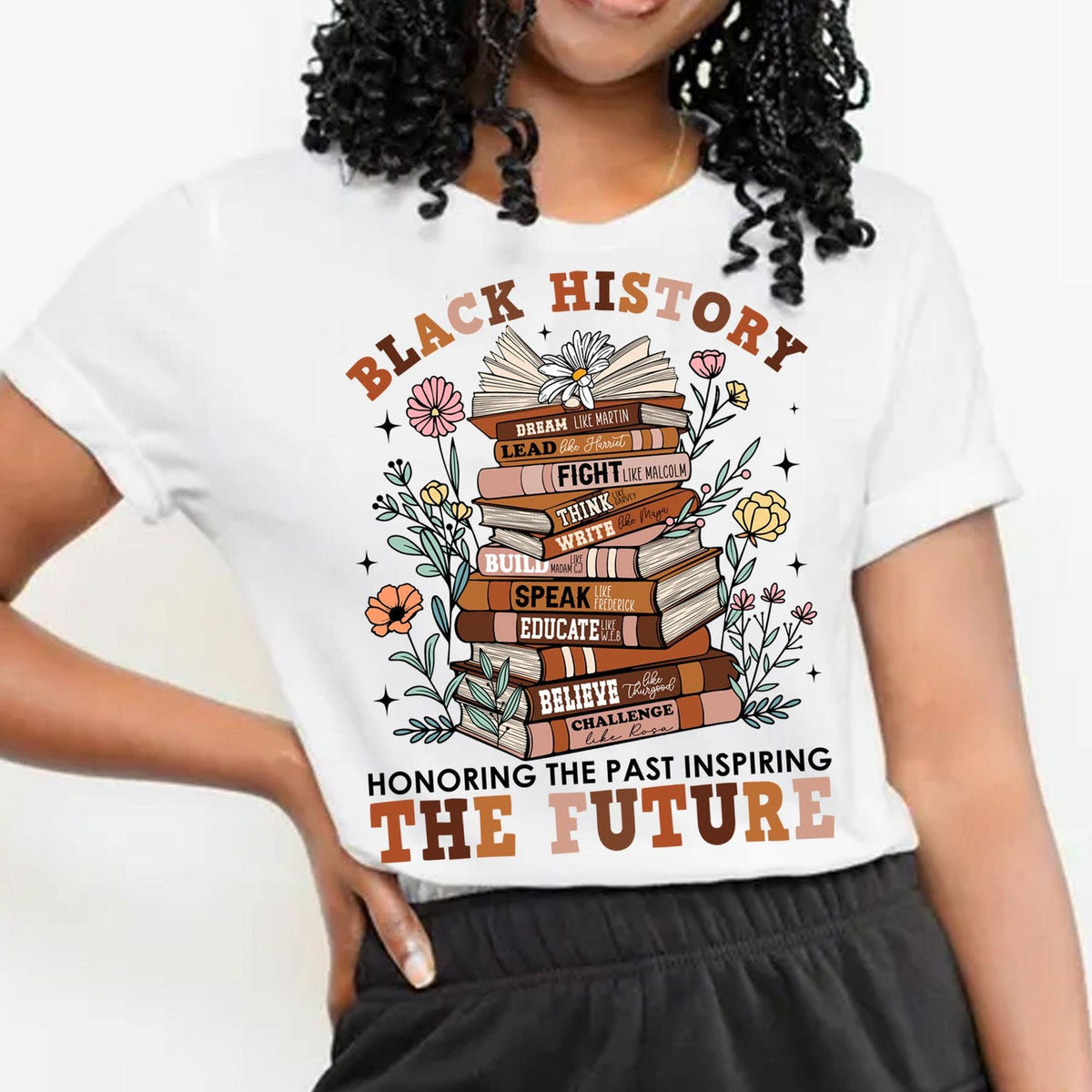 Floral Book Black History Honoring The Past Inspiring The Future Shirt, Book Lover, Black History Shirt, Black People, Black History Month