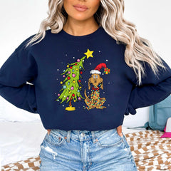 Christmas - Whimsical Christmas Tree Sweatshirt, With Dog Max Whoville Tree Shirt, Whimsical Green Star Tree Shirt, Holiday Women Shirt, Christmas Party