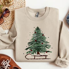 Christmas - Woman's Holiday Sweatshirt, Women's Xmas Tee, Christmas Sleigh Crewneck, Christmas Tree Tee, Xmas Tree, Women's Christmas Tshirt,Winter Tee