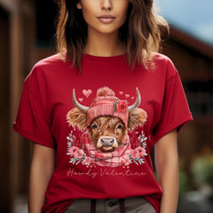 Valentines Day - Highland Cow Valentine's Day t-shirt, Howdy Valentine shirt, Coos Cow tee, Funny Western Valentine Tshirt, Valentine's Gift for Cowgirl,