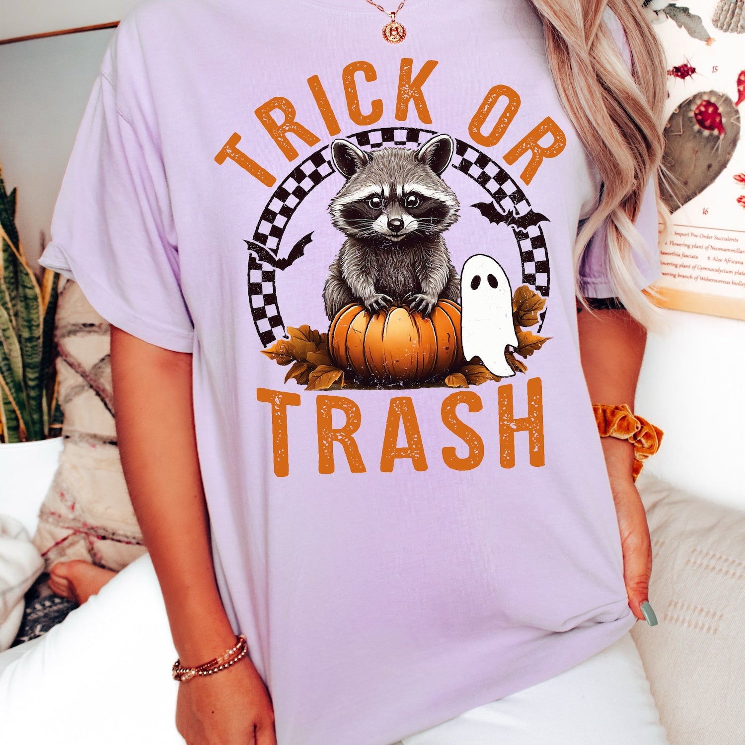 Halloween - Comfort Colors� Trick or Trashy Racoon Halloween Shirt, Retro Racoon Shirt, Cute Racoon Shirt, Womens Pumpkin Gift, Girly Halloween Shirt