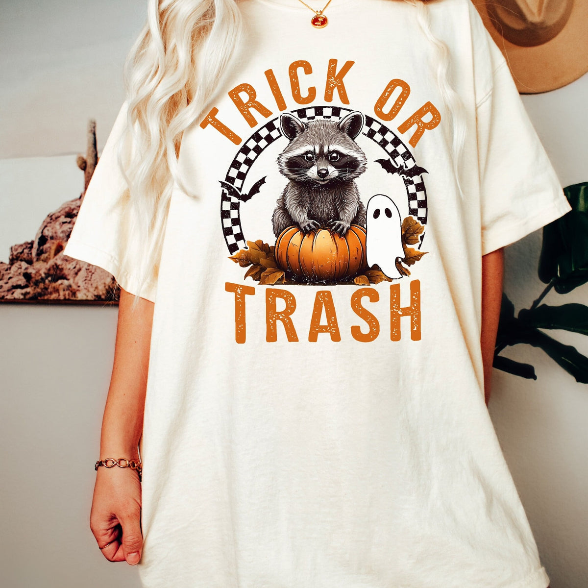 Halloween - Comfort Colors� Trick or Trashy Racoon Halloween Shirt, Retro Racoon Shirt, Cute Racoon Shirt, Womens Pumpkin Gift, Girly Halloween Shirt