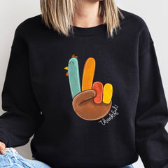 Thanksgiving - Peace Sign Turkey Sweatshirt, Retro Thanksgiving Turkey Shirt, Hello Thanksgiving Sweatshirt, Gift For Thanksgiving,Happy Thanksgiving Shirt