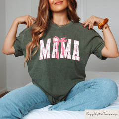 Mother's Day - Coquette Bow Mama T-shirt, Retro Comfort Sweatshirt, Mother's Day Shirt, Cute Women's Tee, Mother's Day Gift, Coquette Mama Outfit