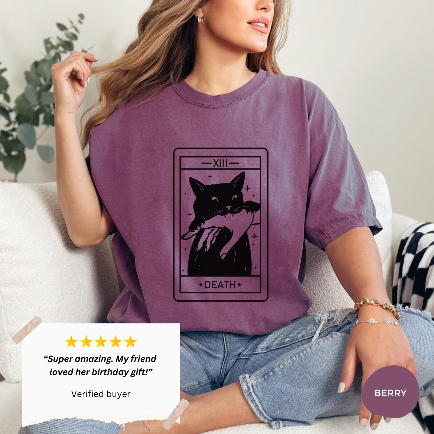 Halloween - Tarot Death Shirt, Witchy Cat Shirt, Funny Tarot Card Tshirt, Black Cat Mom Tee, Cat Lovers Gifts, Comfort Colors Tee, Crazy Cat Lady Tshirt