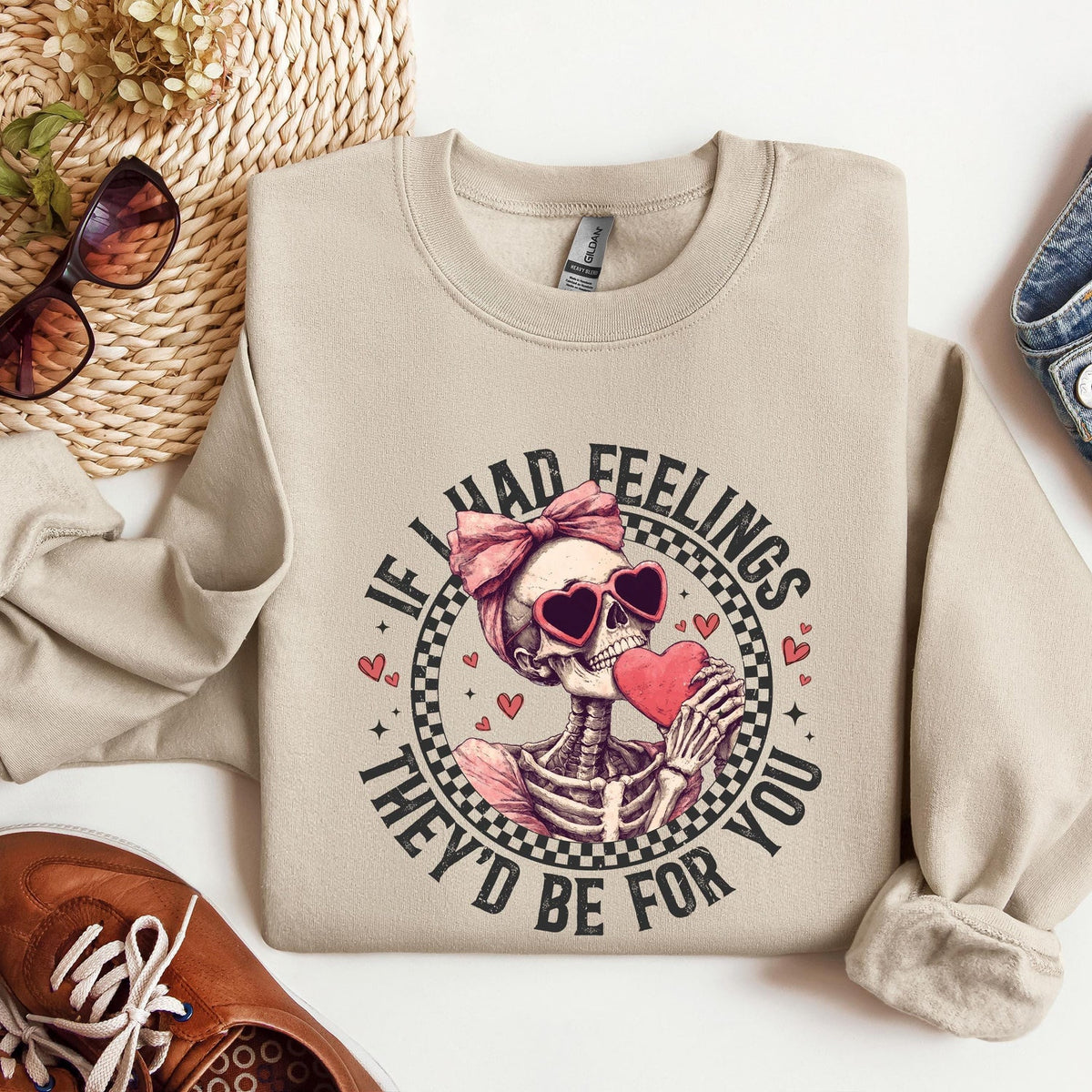 Valentines Day - If I Had Feelings They�d Be For You Shirt, Valentines Day Sweatshirt,Skeleton Valentines Tee,Funny Valentines Day Shirt, Sarcastic Valentine