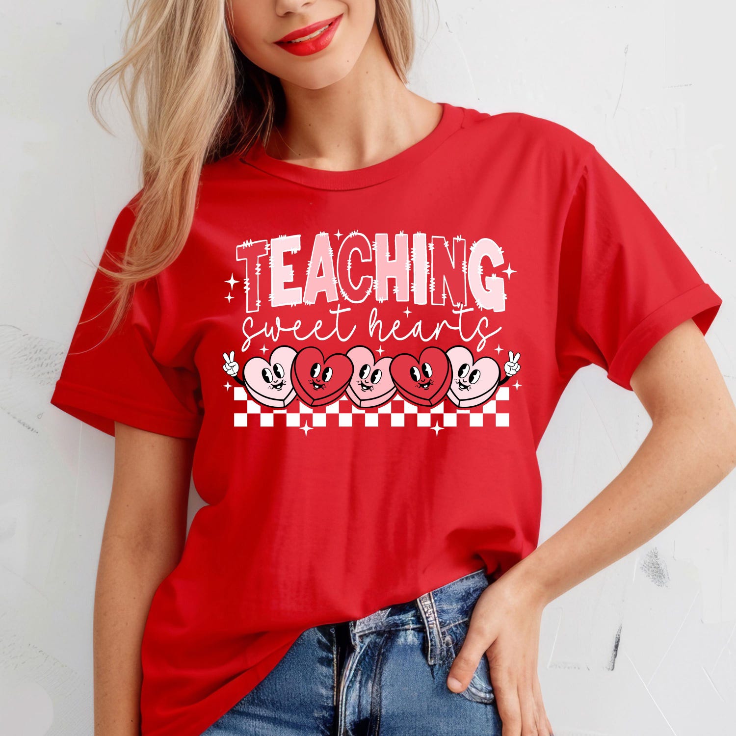 Valentines Day - Comfort Colors� Valentines Day Teacher Shirt, Checkered Teaching Shirt, Teaching Sweethearts Shirt, Teacher Valentines Day Gift