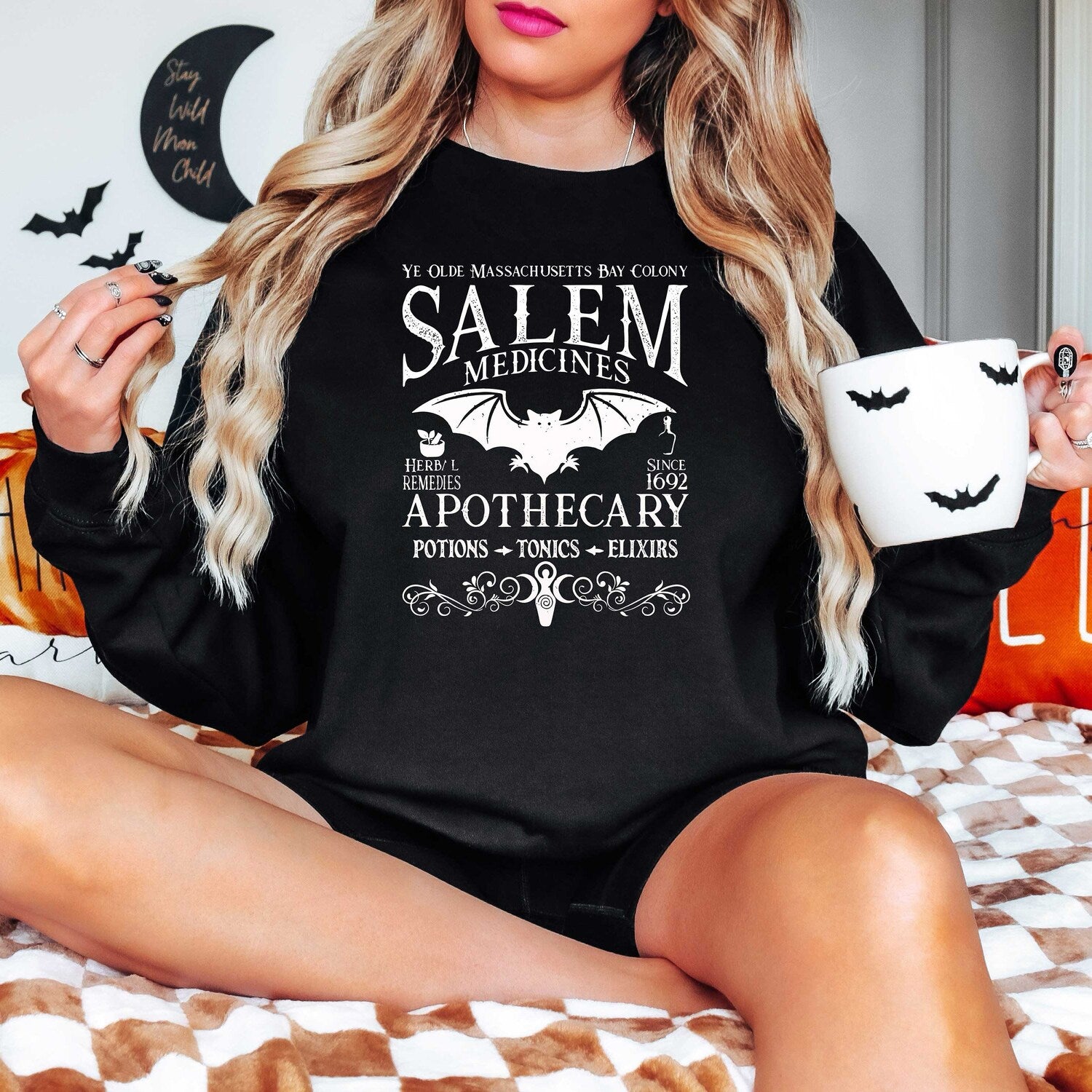 Halloween - Salem Apothecary Halloween Shirt, Herbalist Witch Bat Shirt, Halloween Salem Apothecary Potion Shirt, Witch Sisters Shirt, Salem Witch Shirt