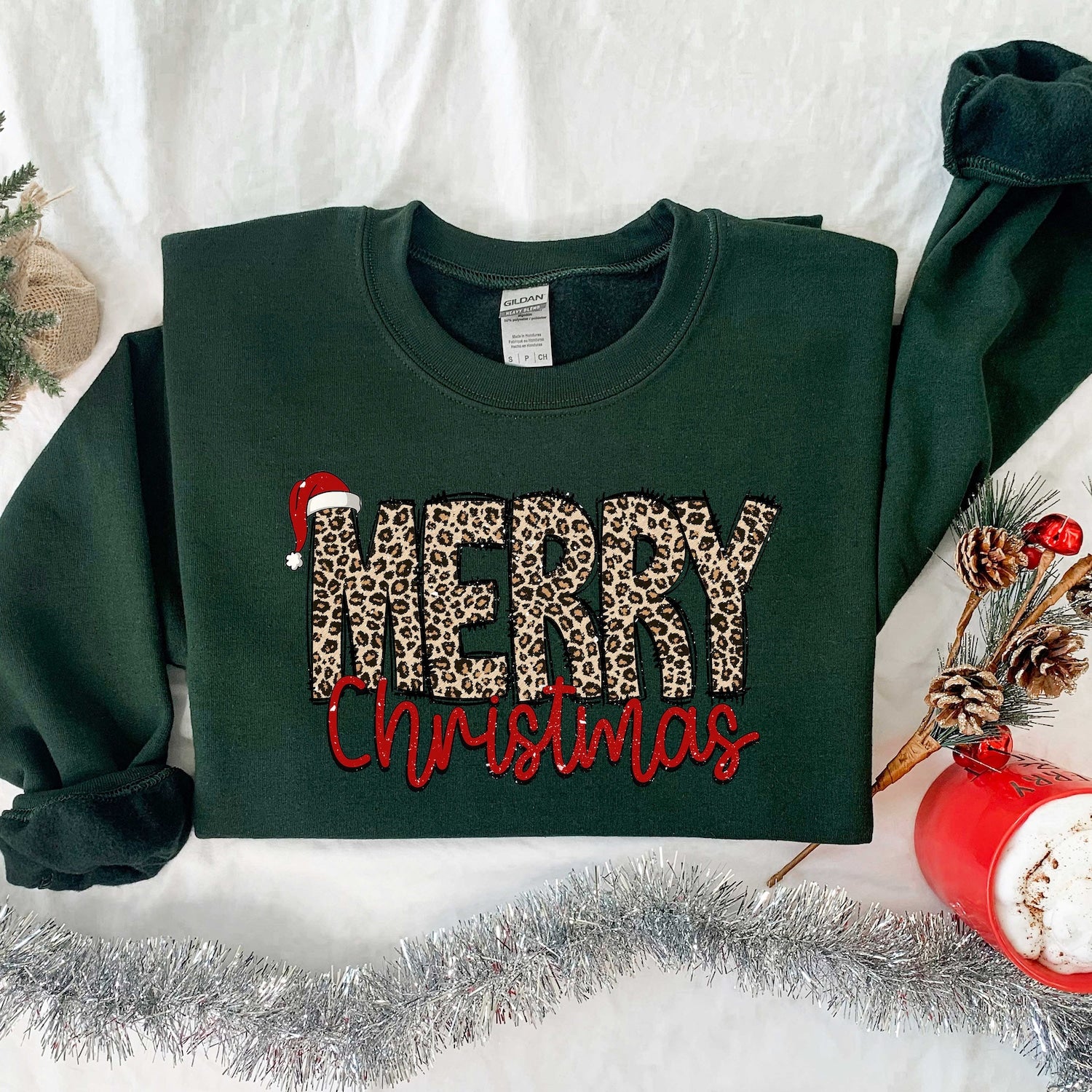 Christmas - Christmas Shirt, Merry Christmas Sweatshirt, Leopard Printed Christmas Shirt, Christmas Gift Shirt, Women Leopard Christmas Shirt