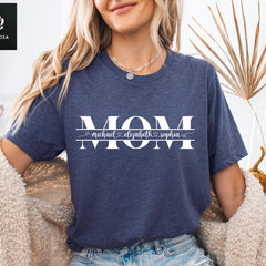 Mother's Day - Custom Mom Shirt with Kid Name, Personalized Mom Shirt, Mum Day Apparel, Custom Gift for Mother, Mother's Day Gift, Mother's Day Tee