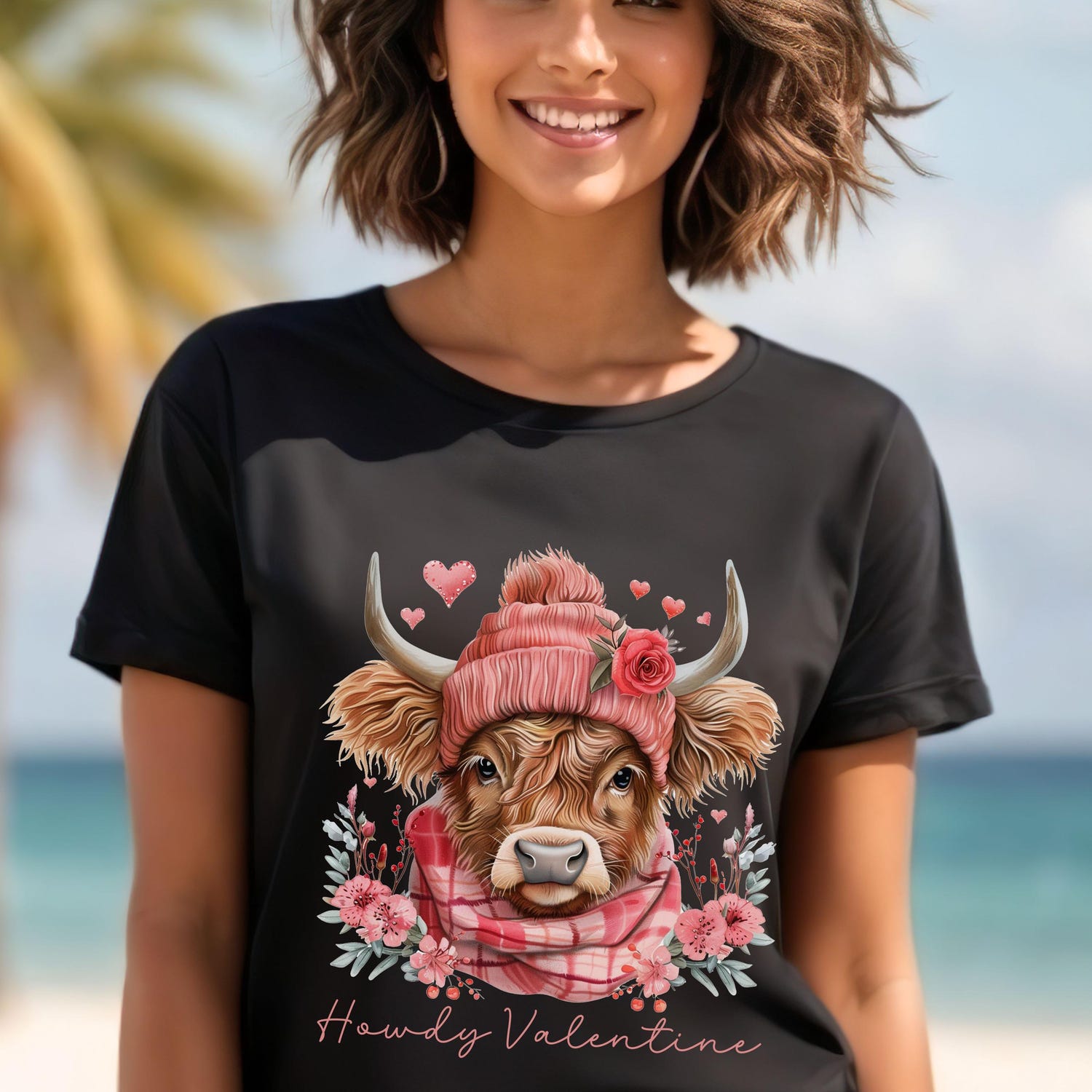 Valentines Day - Highland Cow Valentine's Day t-shirt, Howdy Valentine shirt, Coos Cow tee, Funny Western Valentine Tshirt, Valentine's Gift for Cowgirl,