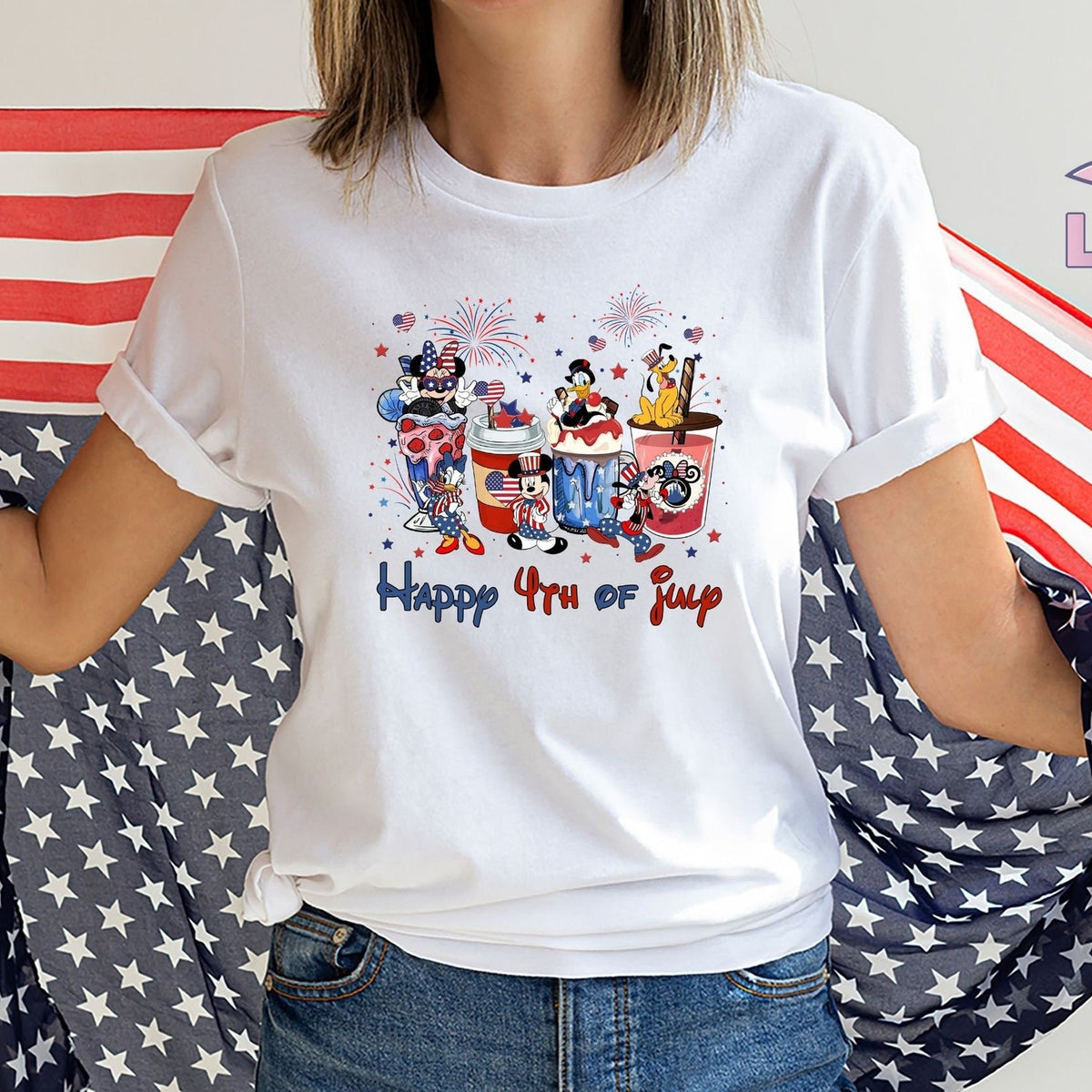 4th of July - Happy 4th Of July Shirt, Disney July 4th Tee, Disney Squad Tee, Mickey and Friends Tee, Independence Day Tee, Disney Beverages Tee, USA Tee