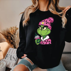 Christmas - Grinch Boujee Christmas Sweatshirt, Grinch Leopard Sweatshirt, Grinchmas Coffee Shirt, Merry Grinchmas, Grinch Leopard ,Retro Movie Sweater