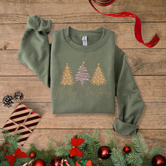 Christmas - Merry Christmas Embroidered Shirt, Tis The Season Christmas Sweatshirt, Embroidered Christmas Trees, Believe Christmas, Merry And Bright Tee