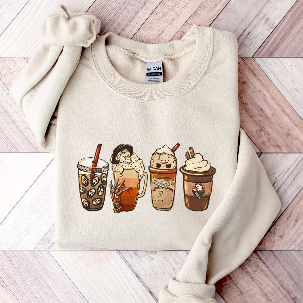 Halloween - Halloween Horror Coffee Sweatshirt, Horror Movie Coffee Shirt,Halloween Sweatshirt, Spooky Season, Coffee Shirt, Halloween Graphic Shirt