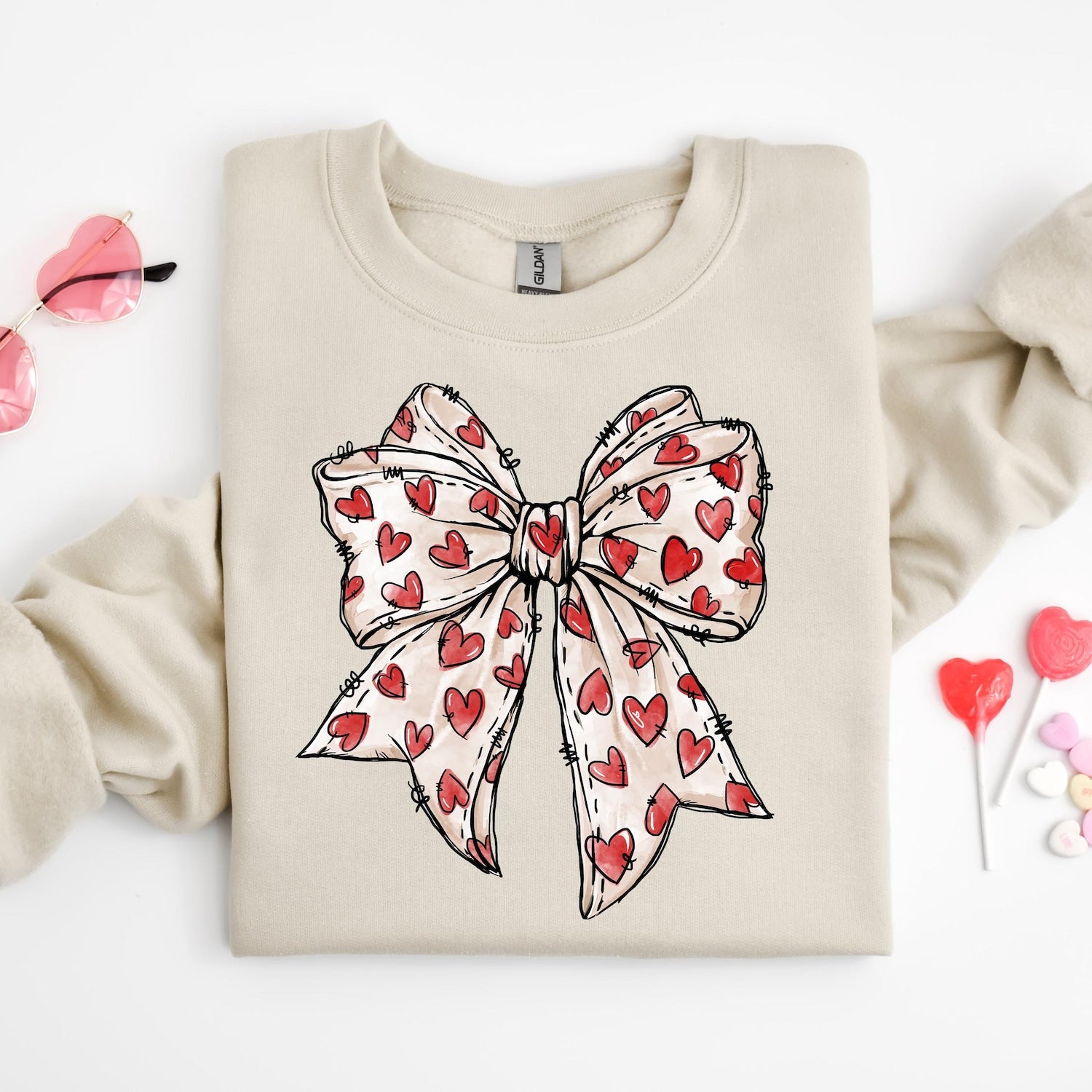 Valentines Day - Coquette Valentine's Day Heart Bow Sweatshirt, Retro Valentine Shirt, Valentines day Bow Shirt, Coquette Bow T Shirt, Bow Valentine Gifts