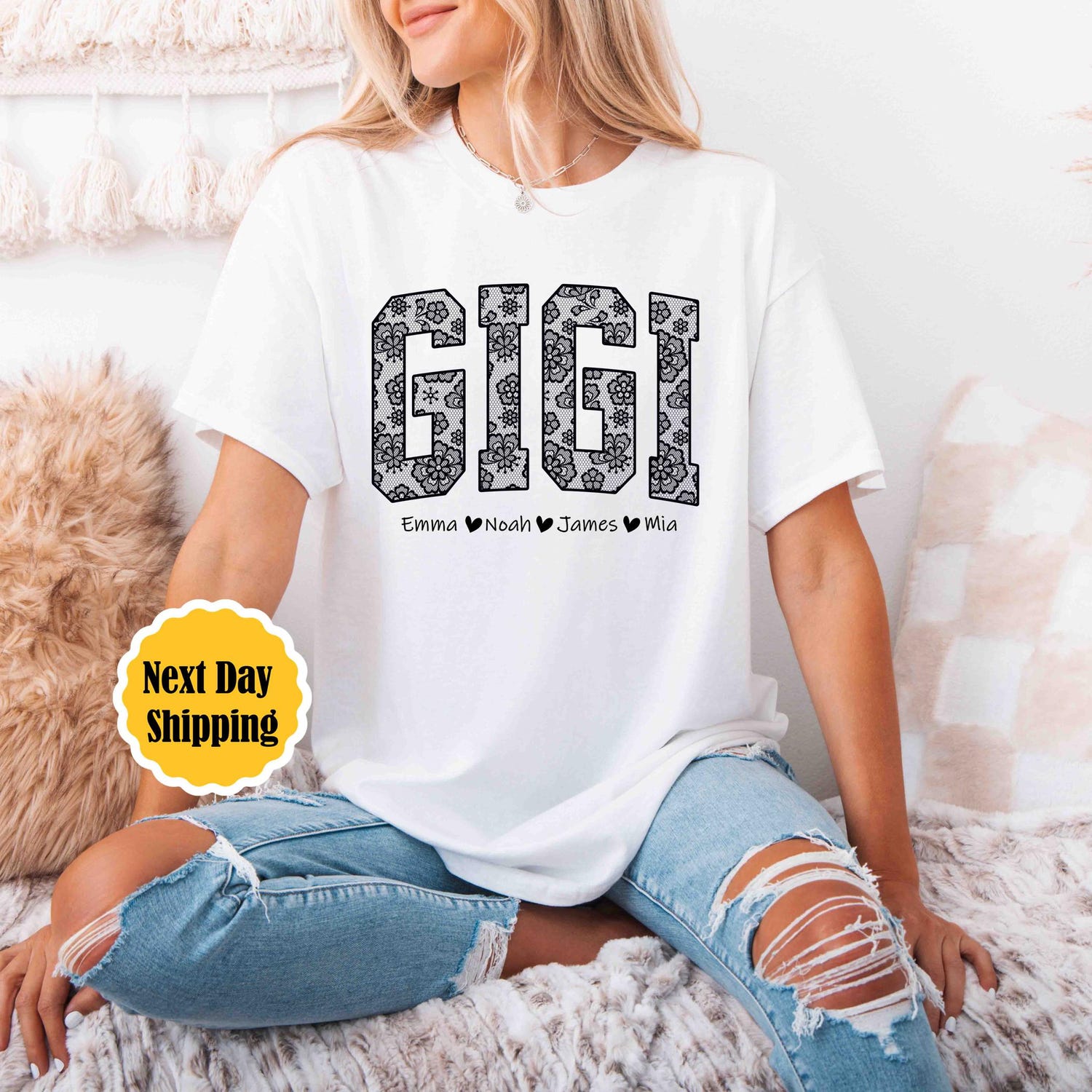 Mother's Day - Lace Gigi Coquette Shirt, Custom Mother's Day Shirt, Mother's Day Gift, Gift for Gigi, Cute Mama Shirt, Cool Grandma Shirt, New Mom To Be