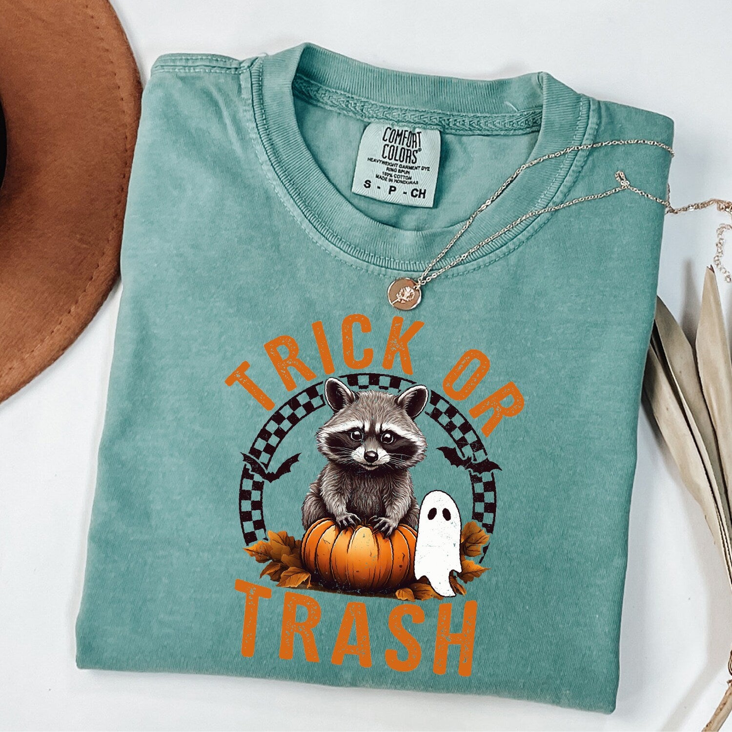 Halloween - Comfort Colors� Trick or Trashy Racoon Halloween Shirt, Retro Racoon Shirt, Cute Racoon Shirt, Womens Pumpkin Gift, Girly Halloween Shirt